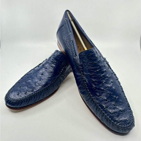 Mezlan Ostrich Leather Moccasin Slip-On Loafers